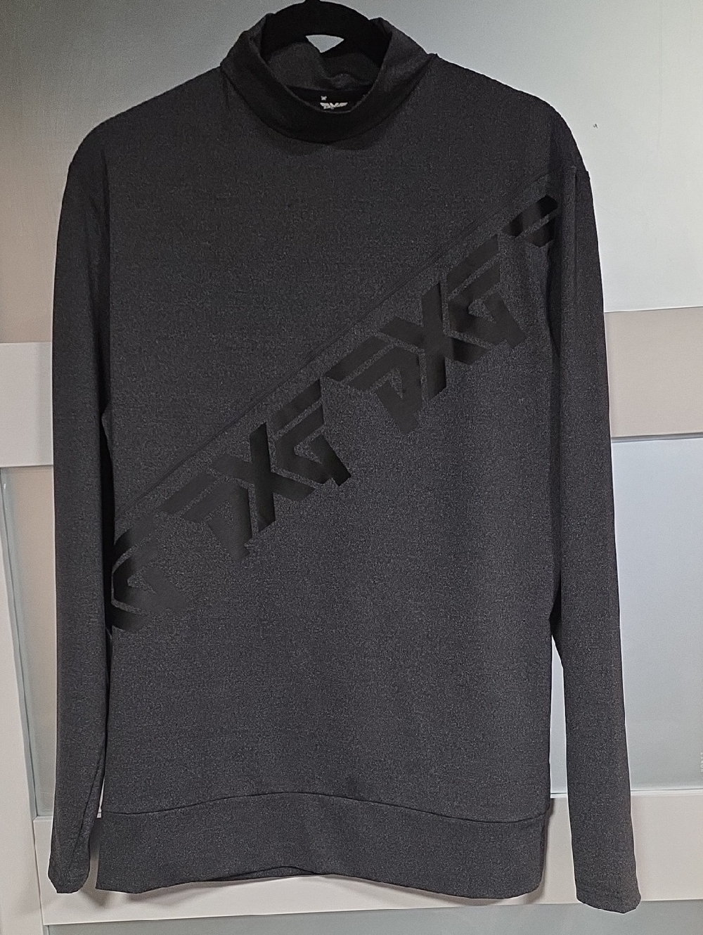 PXG Black Diagonal Logo Mock Neck Pullover